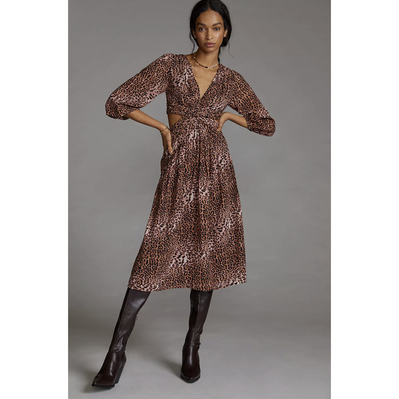 NEW Anthropologie Ranna Gill Floral Cut-Out Midi Dress - M - Picture 3 of 8